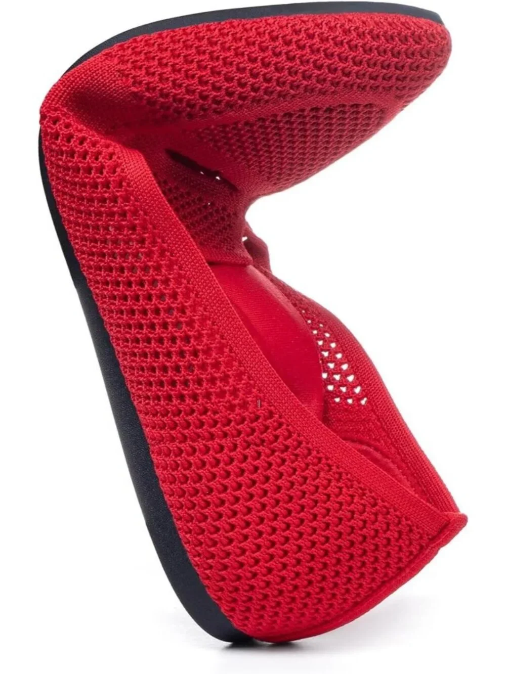 Women's Red Pointed Toe Penny Dressy Ballet Knit Mesh Slip On Flat Loafer Shoes